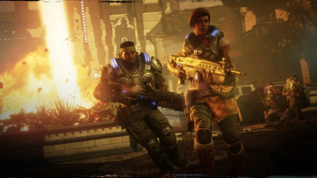Del and Kait fighting together during the Gears 5 campaign