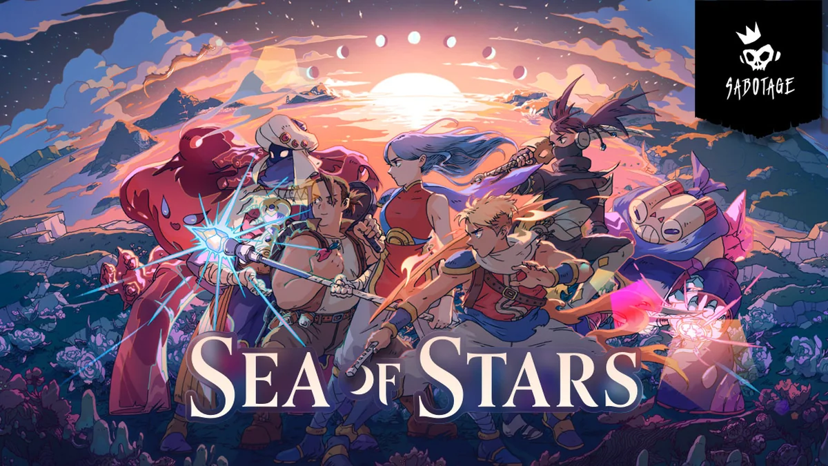 The party of Sea of Stars gathered beneath an eclipse